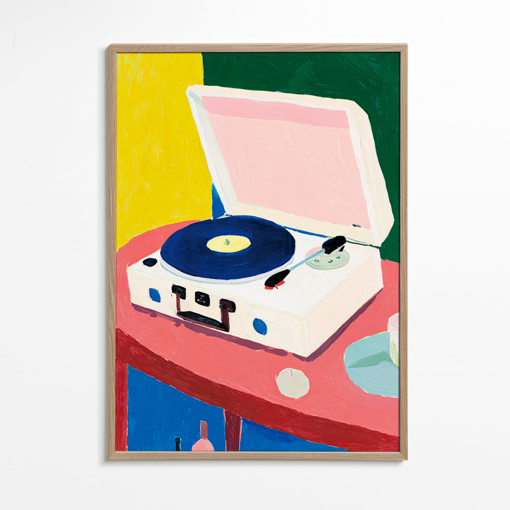 Ilustrace: retro gramofon na stole