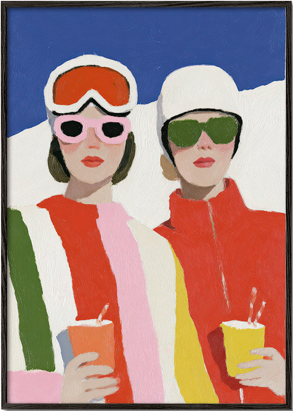 Ilustrace après-ski se dvěma postavami