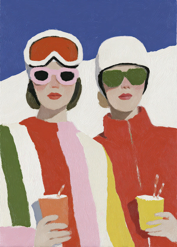 Ilustrace après-ski se dvěma postavami