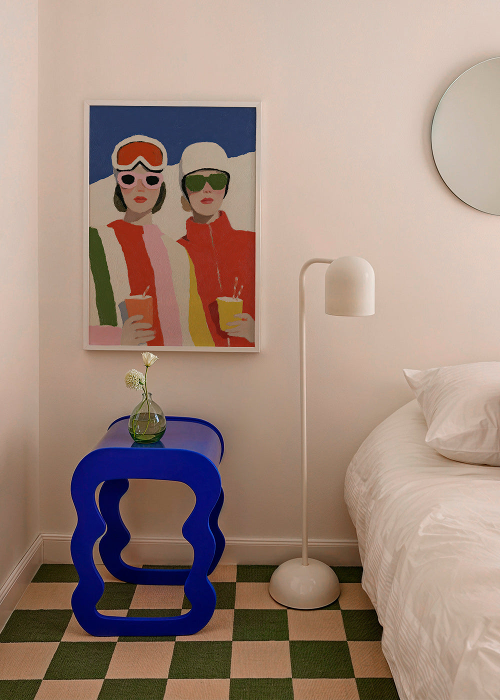 Ilustrace après-ski se dvěma postavami