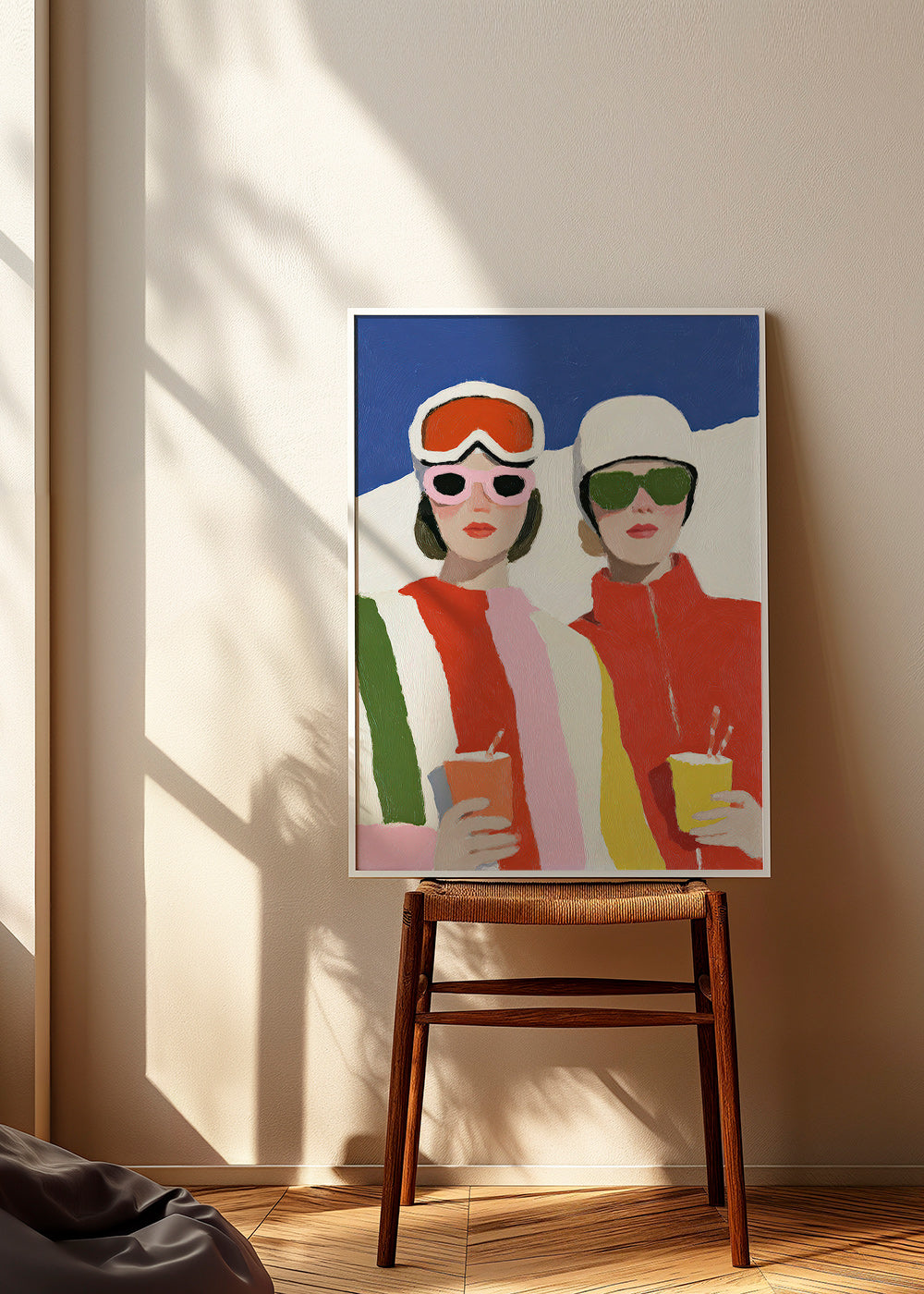 Ilustrace après-ski se dvěma postavami