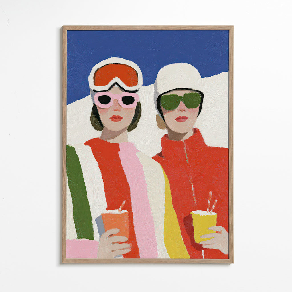 Ilustrace après-ski se dvěma postavami