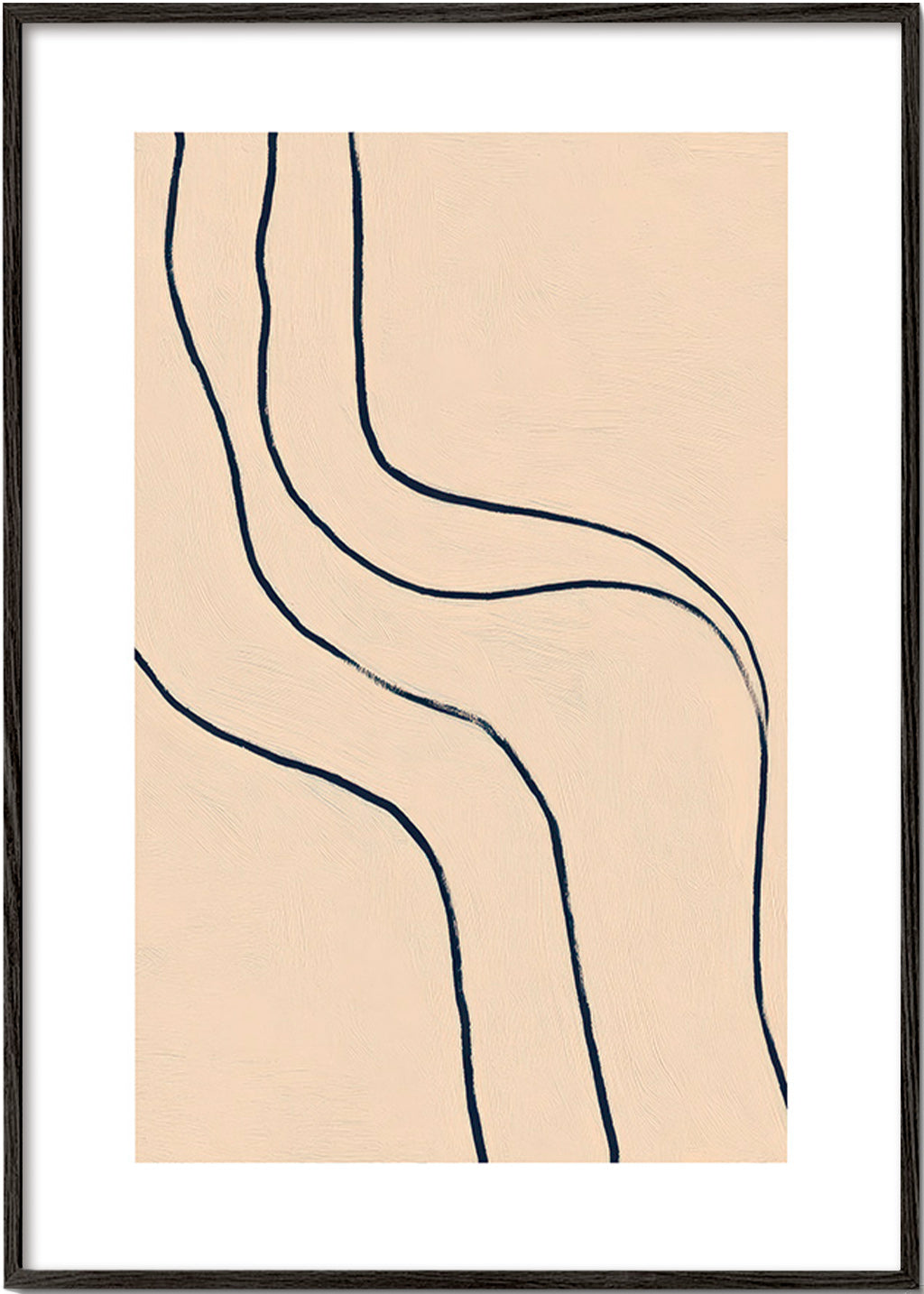 Minimalistický obraz s plynulými liniemi na béžovém pozadí