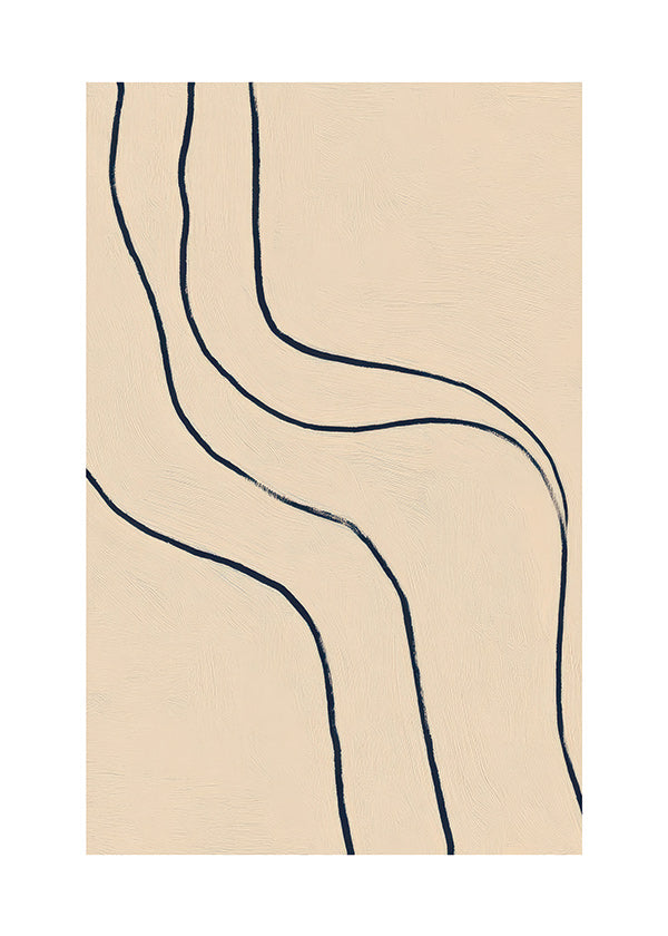 Minimalistický obraz s plynulými liniemi na béžovém pozadí