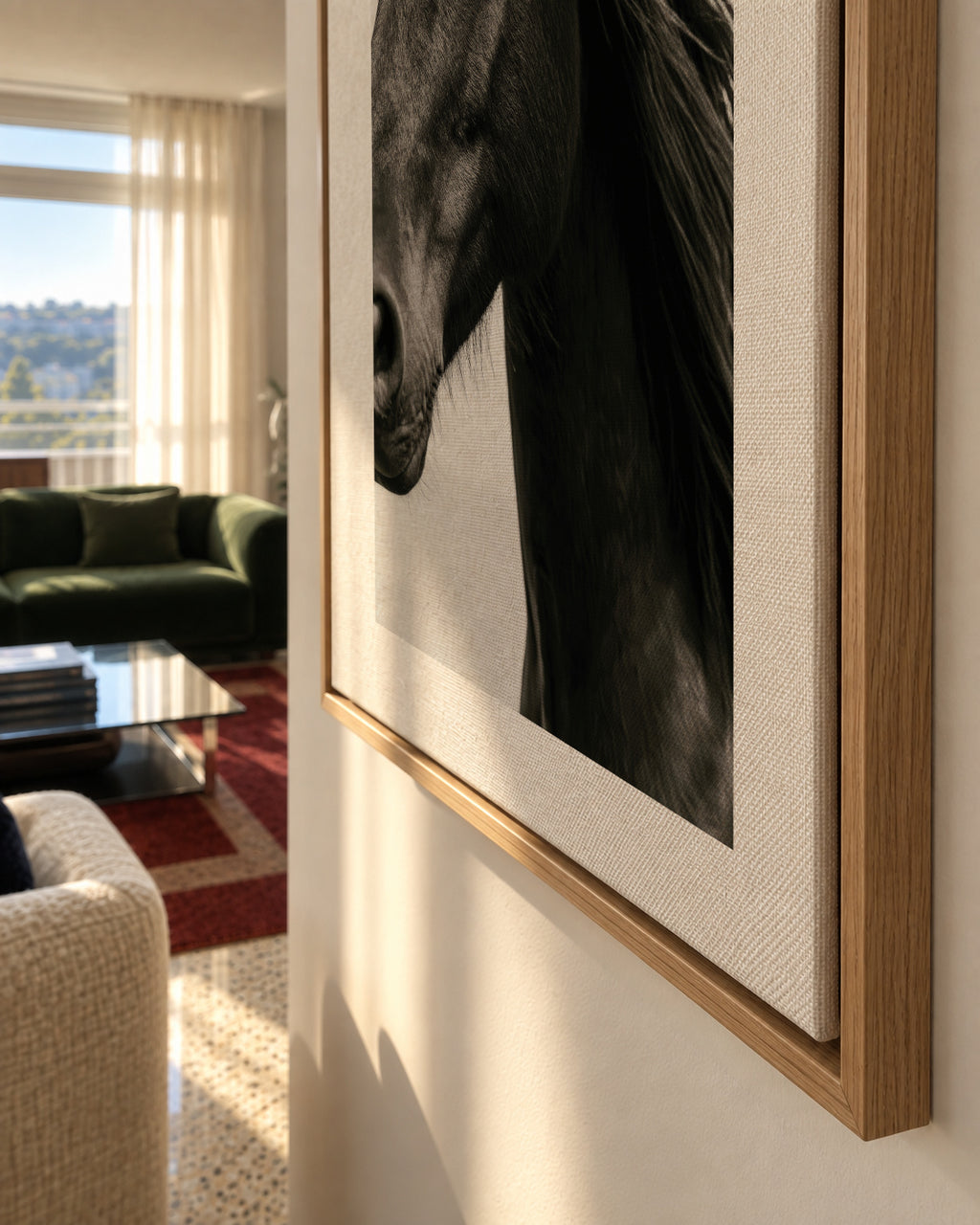 Black Stallion - Framed canvas detail
